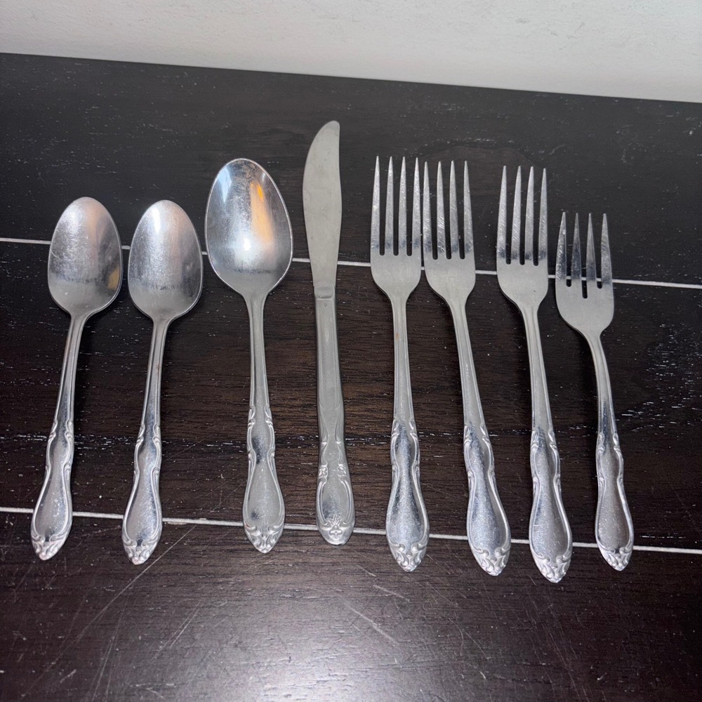 Vintage | Customcraft Stainless Flatware Set Spoons Forks Knife Simeon L‎ George